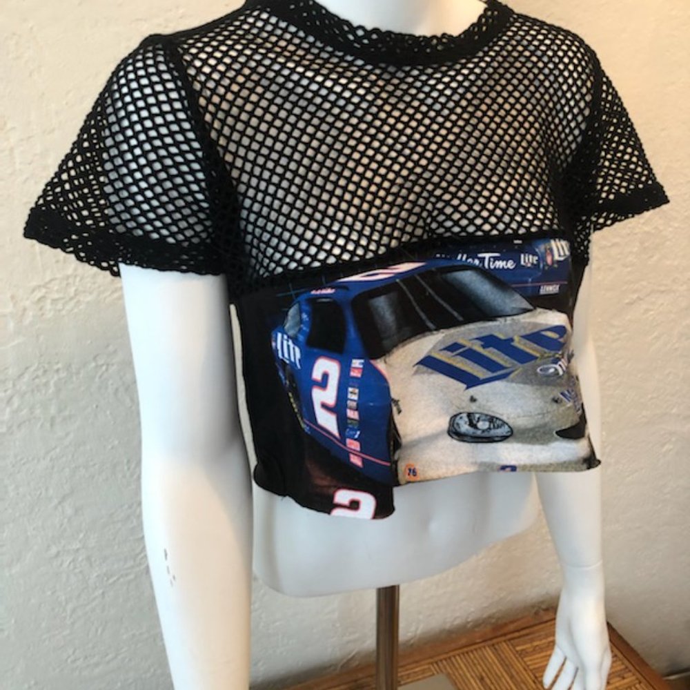 Race Car Cropped T-Shirt with Netting
